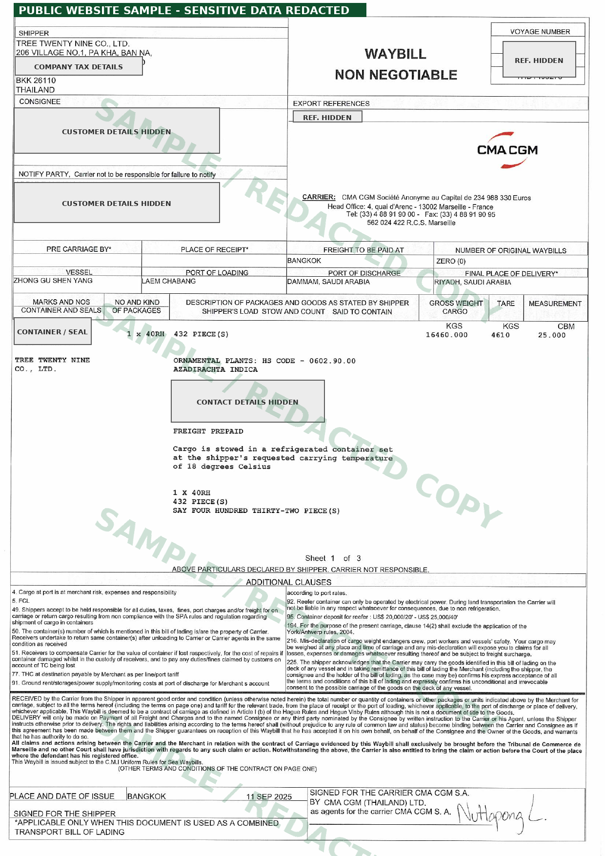 Bill of Lading