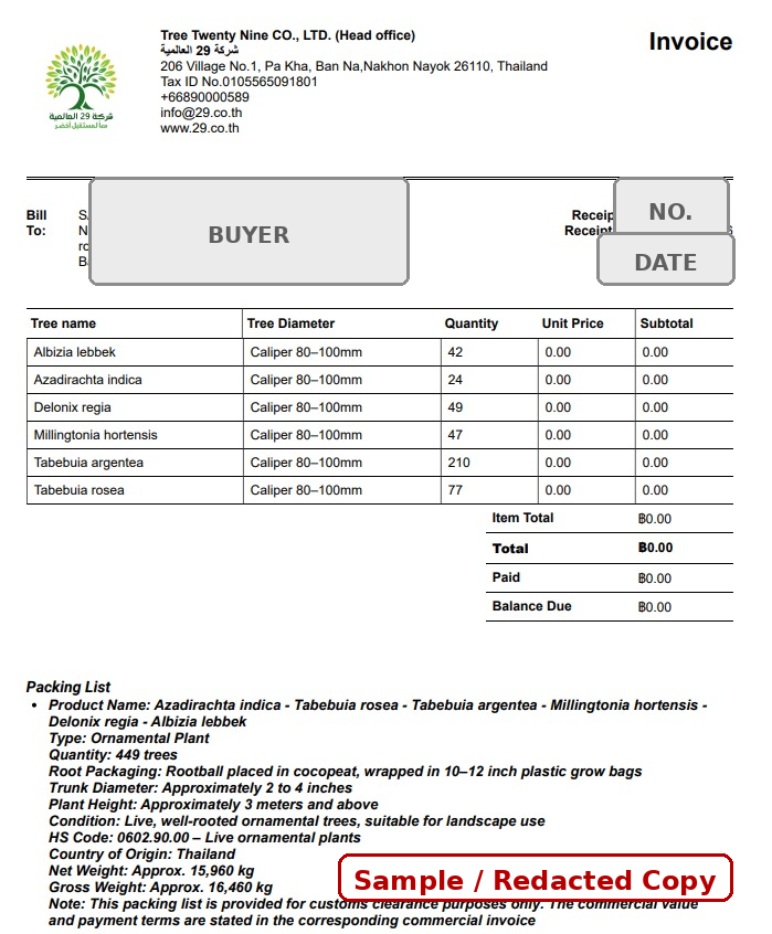 Invoice & Packing List